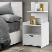 Danoz Bedrooms 🛏️ Artiss Bedside Table 1 Drawer with Shelves - EVERMORE White - Incl. Delivery - danozdirect