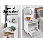 Danoz Bedrooms 🛏️ Artiss Bedside Table 1 Drawer with Shelves - EVERMORE White - Incl. Delivery - danozdirect