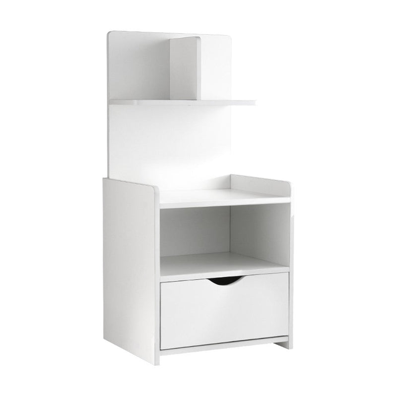 Danoz Bedrooms 🛏️ Artiss Bedside Table 1 Drawer with Shelves - EVERMORE White - Incl. Delivery - danozdirect