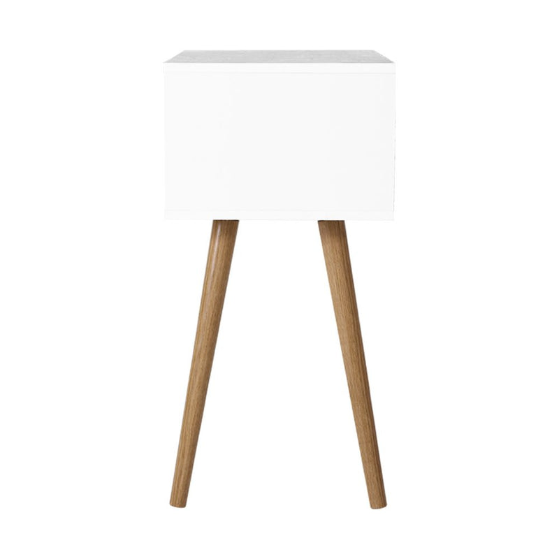 Danoz Bedrooms 🛏️ Artiss Bedside Table 2 Drawers - BODIE White - Incl. Delivery - danozdirect