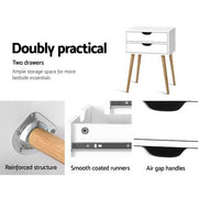 Danoz Bedrooms 🛏️ Artiss Bedside Table 2 Drawers - BODIE White - Incl. Delivery - danozdirect