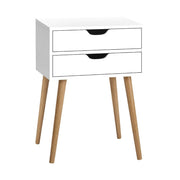 Danoz Bedrooms 🛏️ Artiss Bedside Table 2 Drawers - BODIE White - Incl. Delivery - danozdirect