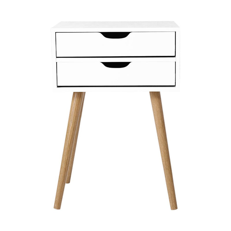 Danoz Bedrooms 🛏️ Artiss Bedside Table 2 Drawers - BODIE White - Incl. Delivery - danozdirect