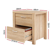 Danoz Bedrooms 🛏️ Artiss Bedside Table 2 Drawers - MAXI Pine - Incl. Delivery - danozdirect