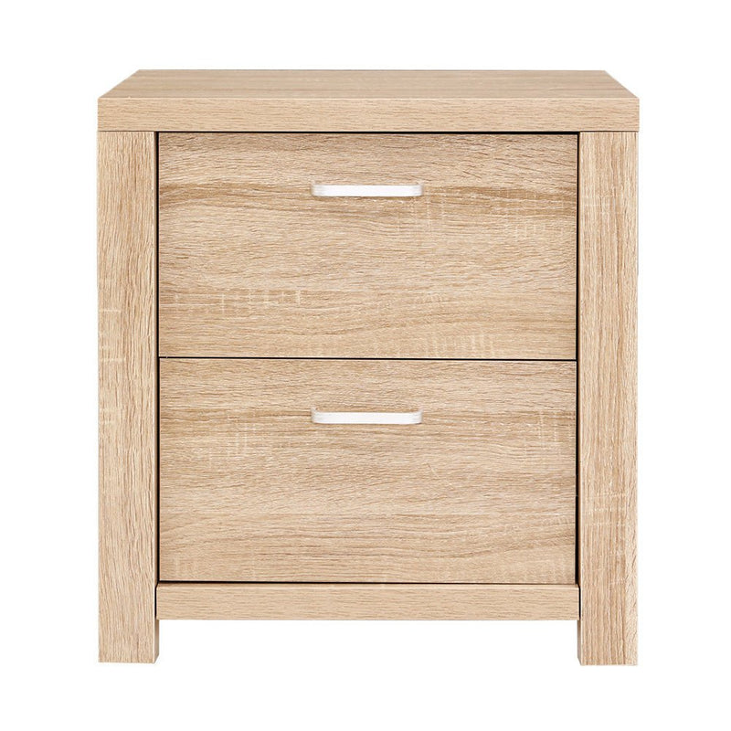 Danoz Bedrooms 🛏️ Artiss Bedside Table 2 Drawers - MAXI Pine - Incl. Delivery - danozdirect