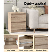 Danoz Bedrooms 🛏️ Artiss Bedside Table 2 Drawers - PEPE Oak - Incl. Delivery - danozdirect