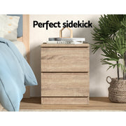 Danoz Bedrooms 🛏️ Artiss Bedside Table 2 Drawers - PEPE Oak - Incl. Delivery - danozdirect