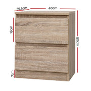 Danoz Bedrooms 🛏️ Artiss Bedside Table 2 Drawers - PEPE Oak - Incl. Delivery - danozdirect