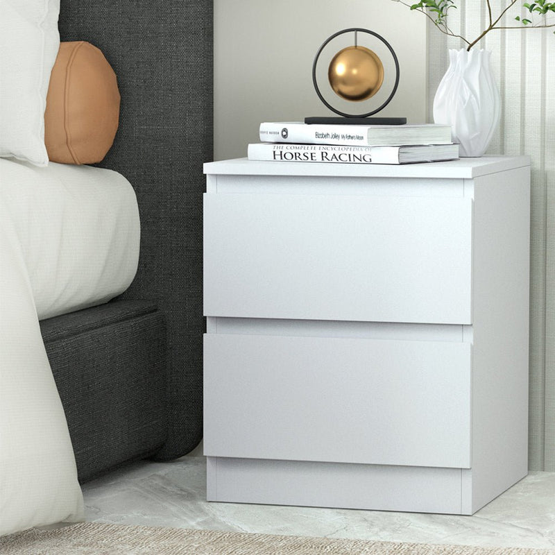 Danoz Bedrooms 🛏️ Artiss Bedside Table 2 Drawers - PEPE White - Incl. Postage - danozdirect