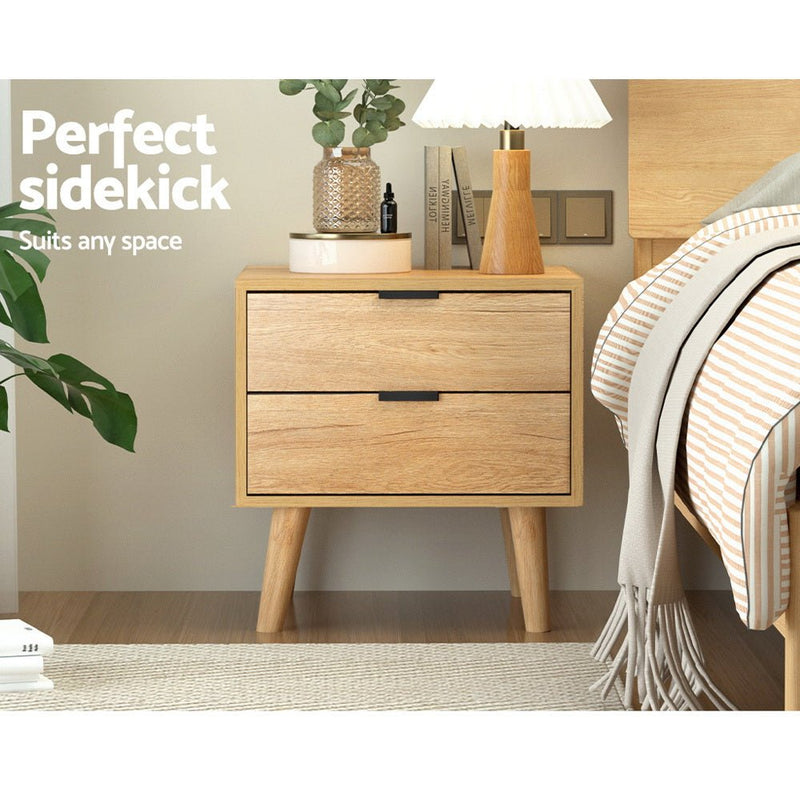 Danoz Bedrooms 🛏️ Artiss Bedside Table Drawers Nightstand Side End Table Storage Cabinet Pine MAJD - Incl. Delivery - danozdirect
