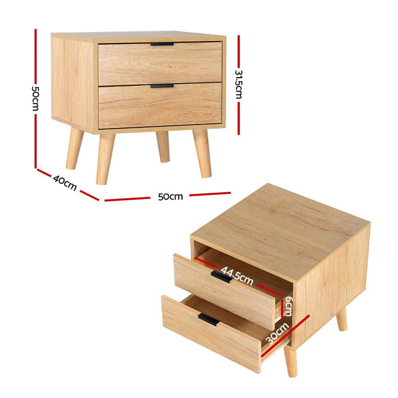 Danoz Bedrooms 🛏️ Artiss Bedside Table Drawers Nightstand Side End Table Storage Cabinet Pine MAJD - Incl. Delivery - danozdirect