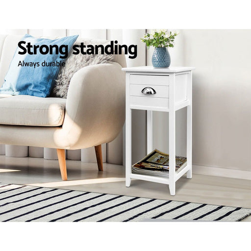 Danoz Bedrooms 🛏️ Artiss Bedside Table Vintage - THYME White - Incl. Postage - danozdirect