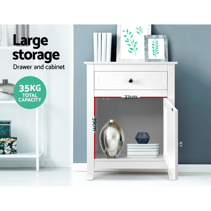 Danoz Bedrooms 🛏️ Artiss Bedside Tables Big Storage Drawers Cabinet Nightstand Lamp Chest White - Incl. Postage - danozdirect