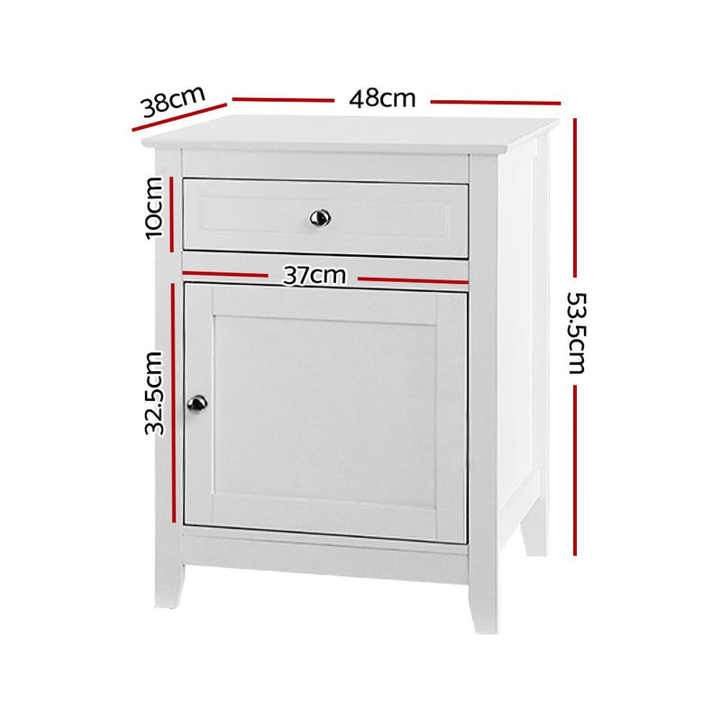 Danoz Bedrooms 🛏️ Artiss Bedside Tables Big Storage Drawers Cabinet Nightstand Lamp Chest White - Incl. Postage - danozdirect