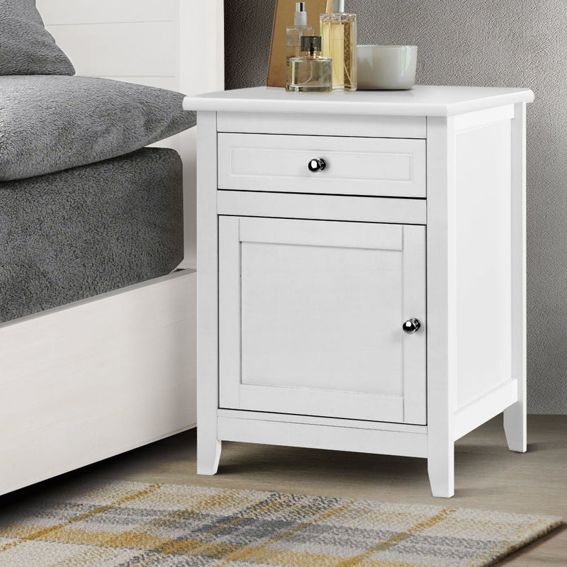 Danoz Bedrooms 🛏️ Artiss Bedside Tables Big Storage Drawers Cabinet Nightstand Lamp Chest White - Incl. Postage - danozdirect