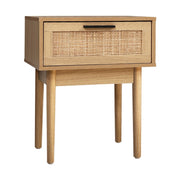Danoz Bedrooms 🛏️ Artiss Bedside Tables Table 1 Drawer Storage Cabinet Rattan Wood Nightstand - danozdirect