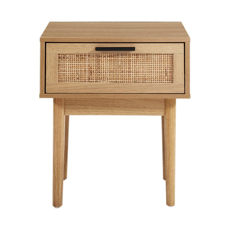 Danoz Bedrooms 🛏️ Artiss Bedside Tables Table 1 Drawer Storage Cabinet Rattan Wood Nightstand - danozdirect