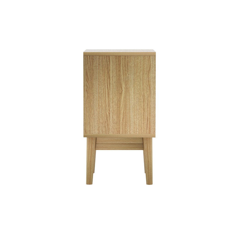 Danoz Bedrooms - Artiss Rattan Bedside Table 2 Drawers Wood - RIE Oak - danozdirect