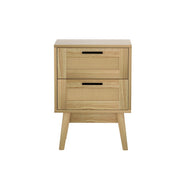 Danoz Bedrooms - Artiss Rattan Bedside Table 2 Drawers Wood - RIE Oak - danozdirect