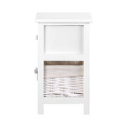 Danoz Bedrooms 🛏️ Buy 1 Get 1 - Artiss Bedside Table 1 Drawer with Basket Rustic White - Incl. Delivery - danozdirect