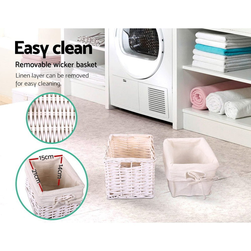 Danoz Bedrooms 🛏️ Buy 1 Get 1 - Artiss Bedside Table 1 Drawer with Basket Rustic White - Incl. Delivery - danozdirect