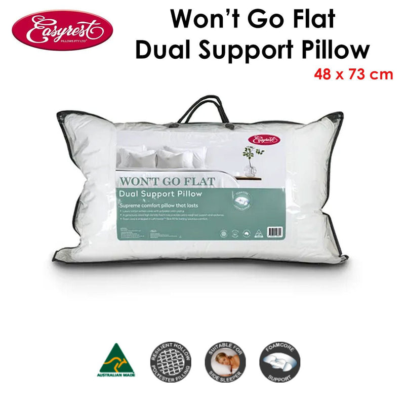 Danoz Bedrooms 🛏️ Easyrest Won't Go Flat Dual Support Standard Pillow 48 x 73 cm - Incl delivery 🚚 - danozdirect
