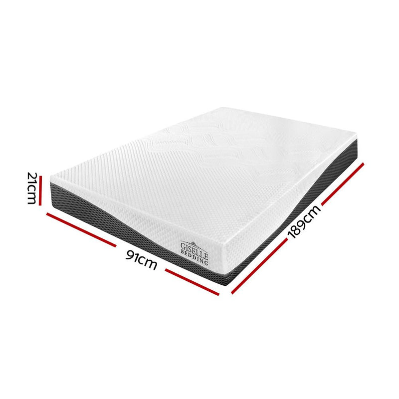 Danoz Beds - Giselle Bedding Memory Foam Mattress Bed Cool Gel Non Spring 21cm Single size. - danozdirect