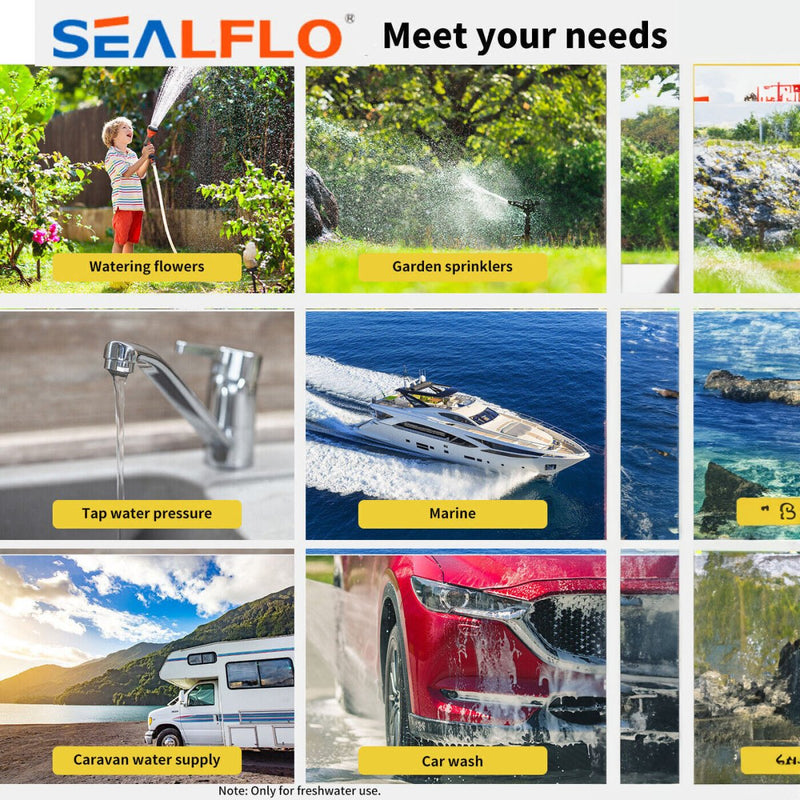 Danoz Camping ⛺ 12V SEALFLO Water Pump High Pressure Self - priming rv Camping Boat 70PSI 11.3L/M - danozdirect