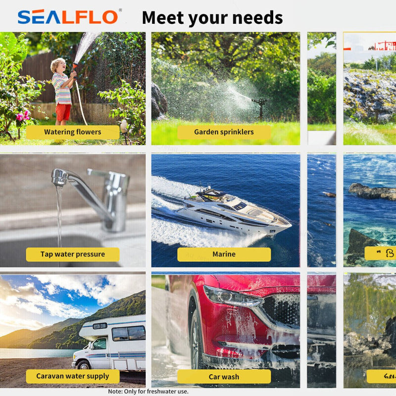 Danoz Camping ⛺ 12V SEALFLO Water Pump High Pressure Self - priming rv Camping Boat 70PSI 11.3L/M - danozdirect