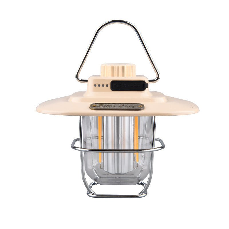 Danoz Camping - Beige Vintage LED Camping Lantern - Rechargeable, Stepless Dimming, Power Bank - danozdirect