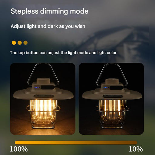 Danoz Camping - Black Vintage LED Camping Lantern - Rechargeable, Stepless Dimming, Power Bank - danozdirect