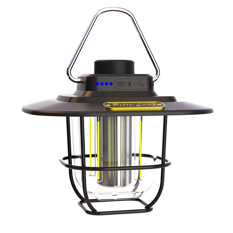 Danoz Camping - Black Vintage LED Camping Lantern - Rechargeable, Stepless Dimming, Power Bank - danozdirect