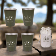 Danoz Camping - Green 304 Stainless Steel Camping Cup - 350ml Outdoor Drinkware(Set of 4 with Bag) - danozdirect