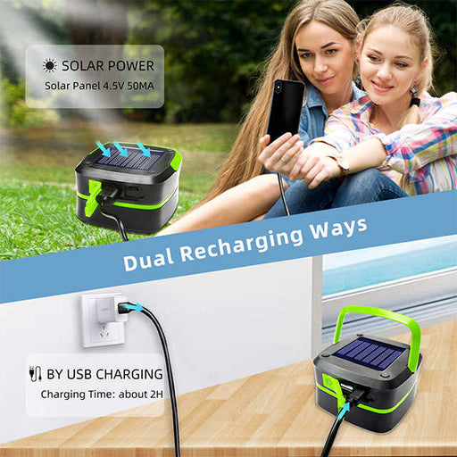 Danoz Camping - Green Collapsible Portable Solar LED Camping Lantern with USB Charging - danozdirect