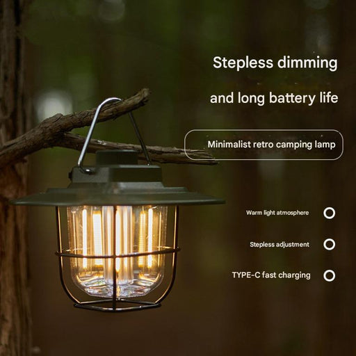 Danoz Camping - Green Vintage LED Camping Lantern - Rechargeable, Stepless Dimming, Power Bank - danozdirect