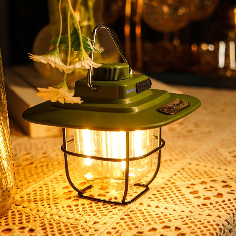 Danoz Camping - Green Vintage LED Camping Lantern - Rechargeable, Stepless Dimming, Power Bank - danozdirect