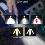 Danoz Camping - Multifunctional Telescopic Camping Lantern – Portable LED Light with Adjustable Height and USB - C Charging (Up to 51.8 cm) - danozdirect