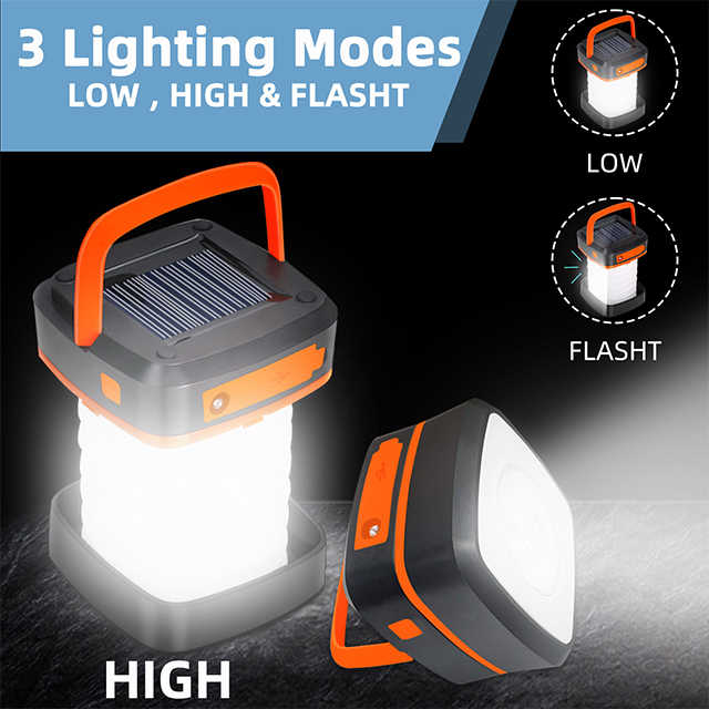 Danoz Camping - Orange Collapsible Portable Solar LED Camping Lantern with USB Charging - danozdirect