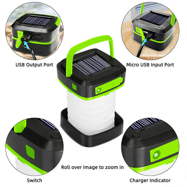 Danoz Camping - Orange Collapsible Portable Solar LED Camping Lantern with USB Charging - danozdirect