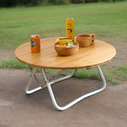 Danoz Camping - Portable Bamboo Folding Camping Table - Lightweight Round Table with Aluminum Alloy Frame for Outdoor Activities 60*60*27cm - danozdirect
