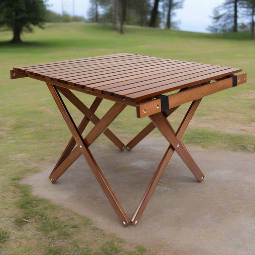 Danoz Camping - Portable Wooden Folding Table - Compact Outdoor Camping & Picnic Table - Log coloured - danozdirect