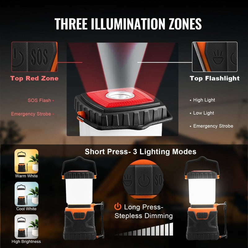 Danoz Camping - VEVOR LED Camping Lantern Battery Powered All - in - one for Exceptional Experience - danozdirect