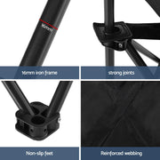 Danoz Camping - Weisshorn Folding Camping Moon Chair Portable Seat Weight Capacity 120KG Black - danozdirect