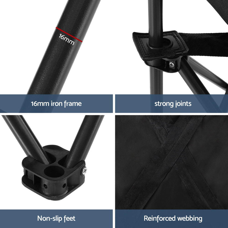 Danoz Camping - Weisshorn Folding Camping Moon Chair Portable Seat Weight Capacity 120KG Black - danozdirect