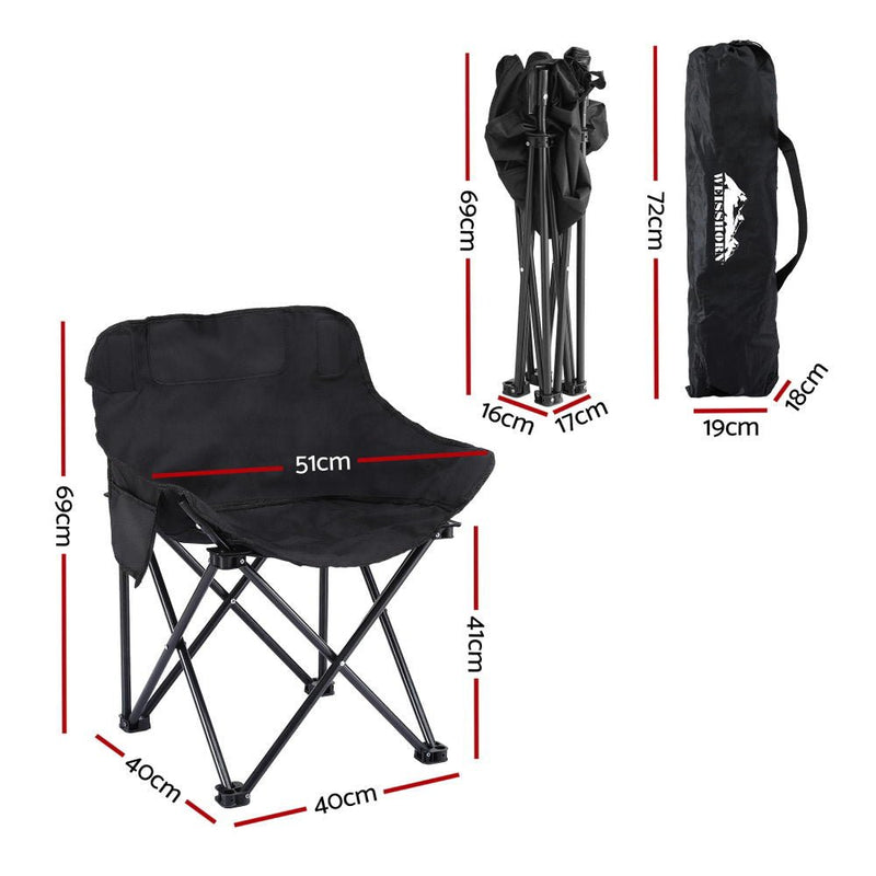 Danoz Camping - Weisshorn Folding Camping Moon Chair Portable Seat Weight Capacity 120KG Black - danozdirect