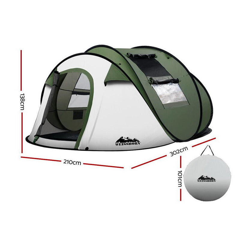 Danoz Camping - Weisshorn Instant Up Camping Tent 4 - 5 Person Pop up Tents Family Hiking Beach Dome - Incl. Delivery - danozdirect