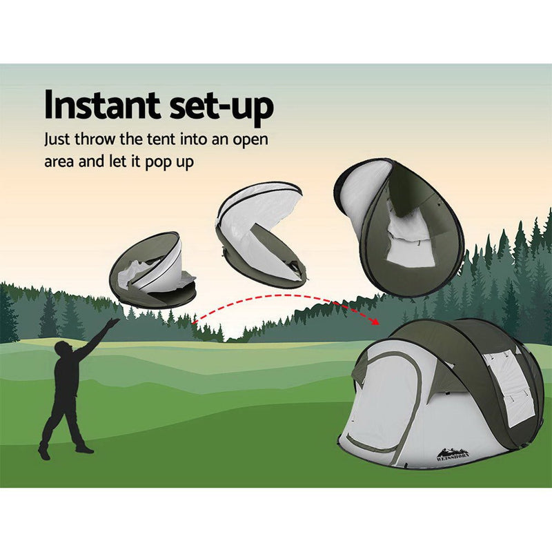 Danoz Camping - Weisshorn Instant Up Camping Tent 4 - 5 Person Pop up Tents Family Hiking Beach Dome - Incl. Delivery - danozdirect