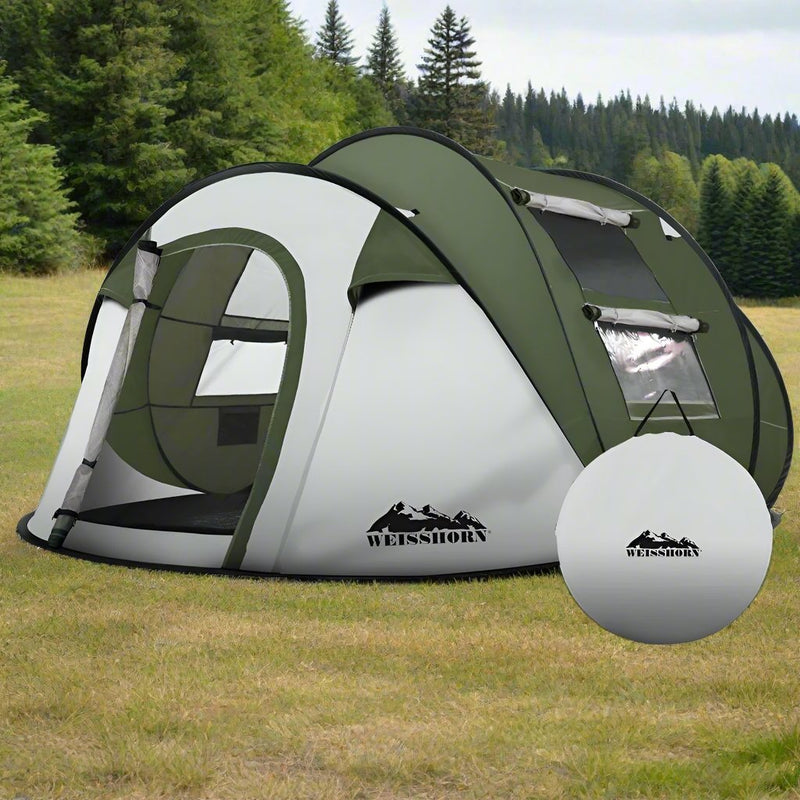 Danoz Camping - Weisshorn Instant Up Camping Tent 4 - 5 Person Pop up Tents Family Hiking Beach Dome - Incl. Delivery - danozdirect