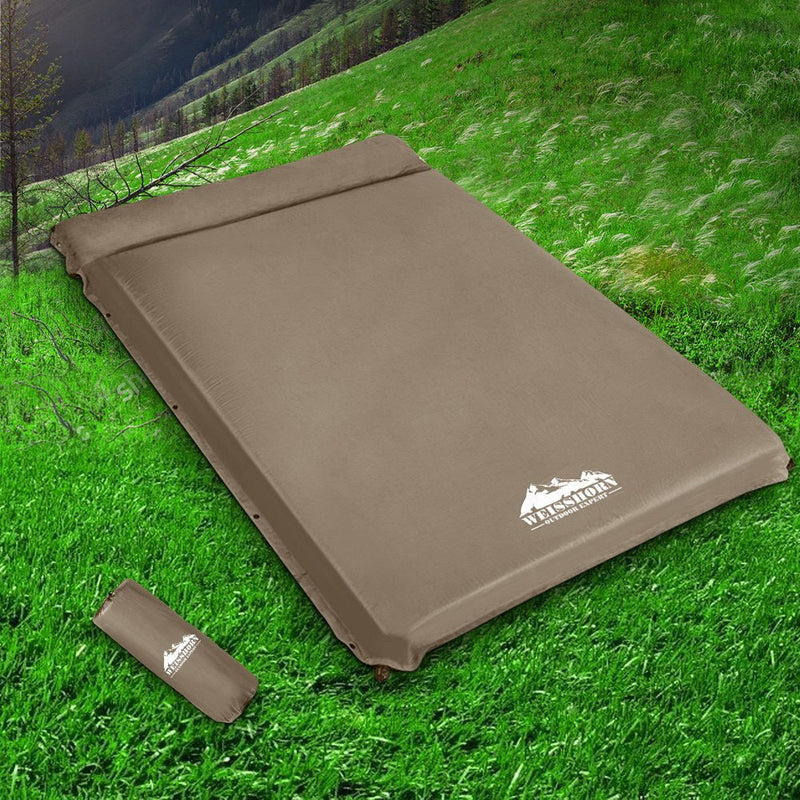 Danoz Camping - Weisshorn Self Inflating Mattress 10CM Camping Sleeping Mat Air Double Coffee - danozdirect