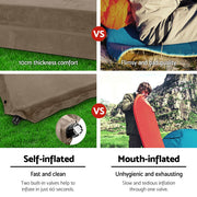 Danoz Camping - Weisshorn Self Inflating Mattress 10CM Camping Sleeping Mat Air Double Coffee - danozdirect
